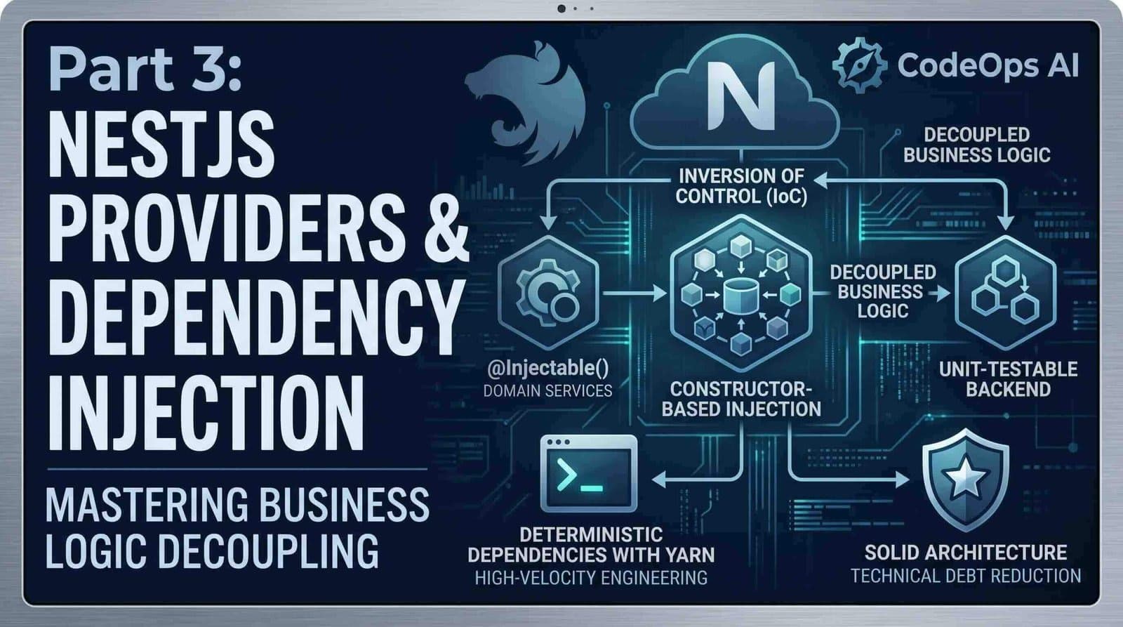 Featured image for NestJS Providers & Dependency Injection — Mastering Business Logic Decoupling